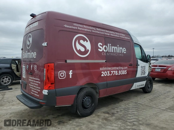 2024 Mercedes-Benz Sprinter Cargo with VIN W1W4NBHY3RT167719, listed as a Copart auction lot 45290775 with 2,544 mi miles and Salvage Title. Bid and sale history available at carsss.com. Image 3.