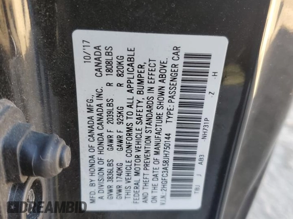 2018 Honda Civic Si Coupe with VIN 2HGFC3A58JH750144, listed as a Copart auction lot 81594994 with 84,340 mi miles and Salvage Title. Bid and sale history available at carsss.com. Image 12.