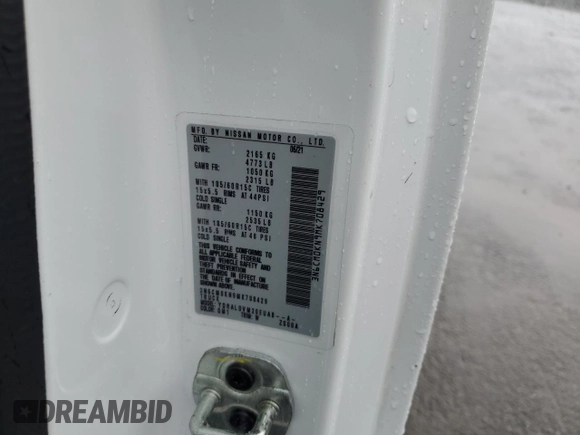 2021 Nissan NV200 SV with VIN 3N6CM0KN9MK708429, listed as a Copart auction lot 56172235 with 56,289 mi miles and Salvage title. Bid and sale history available at DreamBid. Image 13.
