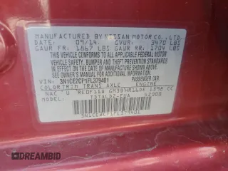 2015 Nissan Note SV with VIN 3N1CE2CP1FL379401, listed as a Copart auction lot 54121285 with 57,545 mi miles and Salvage Title. Bid and sale history available at DreamBid. Image 14.