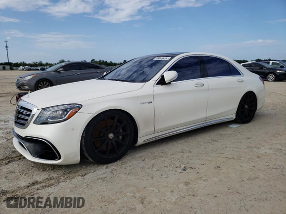2019 Mercedes-Benz S-Class AMG S 63 with VIN WDDUG8JB2KA491718, listed as a Copart auction lot 68649454 with 34,414 mi miles and Non Repairable. Bid and sale history available at carsss.com. Image 1.
