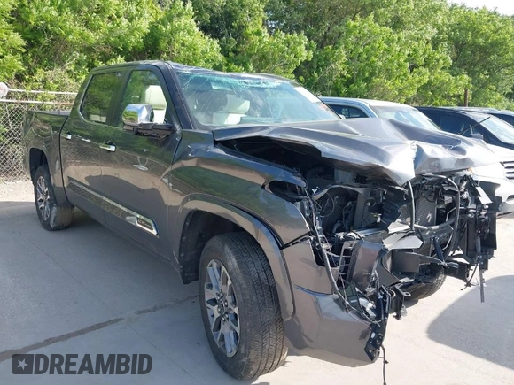 2024 Toyota Tundra 1794 Edition with VIN 5TFMA5DBXRX142402, listed as a IAAI auction lot 42063679 with 17,523 mi miles and . Bid and sale history available at DreamBid. Image 1.