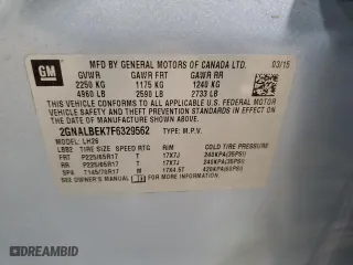 2015 Chevrolet Equinox LT with VIN 2GNALBEK7F6329562, listed as a Copart auction lot 43920555 with 190,011 mi miles and Clean Title. Bid and sale history available at carsss.com. Image 13.