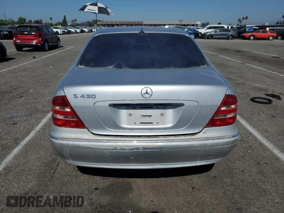 2002 Mercedes-Benz S-Class 4.3L with VIN WDBNG70JX2A314138, listed as a Copart auction lot 59694444 with 158,981 mi miles and Salvage Title. Bid and sale history available at carsss.com. Image 6.