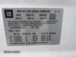 2016 Buick Encore Leather with VIN KL4CJGSB7GB612691, listed as a IAAI auction lot 40816773 with 49,278 mi miles and . Bid and sale history available at DreamBid. Image 9.