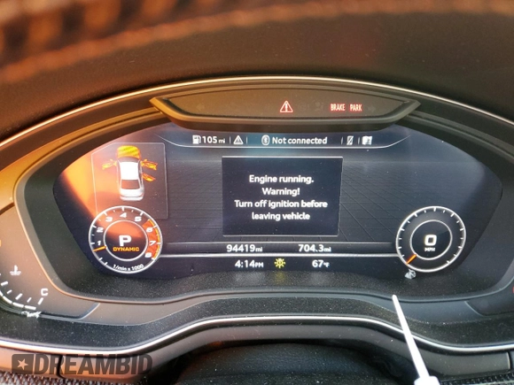 2018 Audi S4 Prestige with VIN WAUC4BF47JA001405, listed as a Copart auction lot 74313694 with 94,419 mi miles and Salvage Title. Bid and sale history available at carsss.com. Image 9.