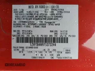 2007 Ford Mustang Deluxe with VIN 1ZVFT84N975273244, listed as a Copart auction lot 47892565 with 187,131 mi miles and Salvage title. Bid and sale history available at DreamBid. Image 14.