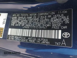 2007 Scion tC Spec with VIN JTKDE177370189967, listed as a IAAI auction lot 42738822 with 175,577 mi miles and . Bid and sale history available at DreamBid. Image 9.