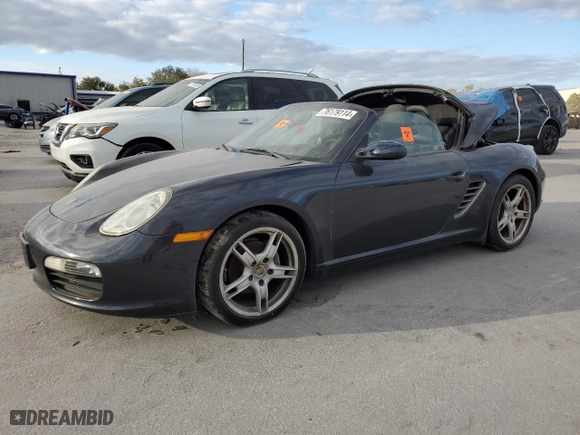 2007 Porsche Boxster with VIN WP0CA29867U710182, listed as a Copart auction lot 76179114 with 0 mi miles and Clean Title. Bid and sale history available at carsss.com. Image 1.