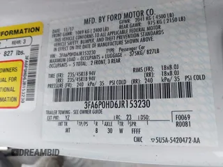 2018 Ford Fusion SE with VIN 3FA6P0HD6JR153230, listed as a IAAI auction lot 40336904 with 71,949 mi miles and . Bid and sale history available at DreamBid. Image 9.
