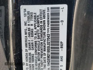 2005 Honda Civic EX with VIN 1HGEM21955L027043, listed as a Copart auction lot 48869745 with 214,072 mi miles and Salvage Title. Bid and sale history available at carsss.com. Image 12.
