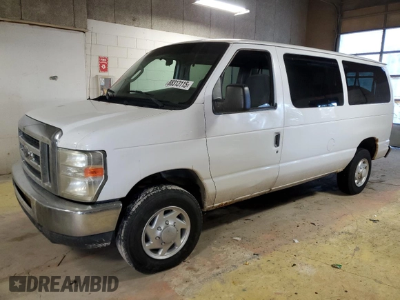 2008 Ford Econoline Passenger XL with VIN 1FBNE31L08DA49824, listed as a Copart auction lot 88313115 with 154,440 mi miles and Salvage Title. Bid and sale history available at carsss.com. Image 1.