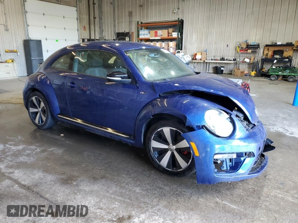 2014 Volkswagen Beetle Turbo R-Line with VIN 3VWVT7AT2EM629047, listed as a Copart auction lot 46820915 with 96,290 mi miles and Salvage Title. Bid and sale history available at DreamBid. Image 4.