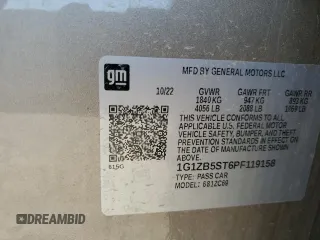 2023 Chevrolet Malibu LS with VIN 1G1ZB5ST6PF119158, listed as a Copart auction lot 53843065 with 23,105 mi miles and Salvage Title. Bid and sale history available at DreamBid. Image 12.