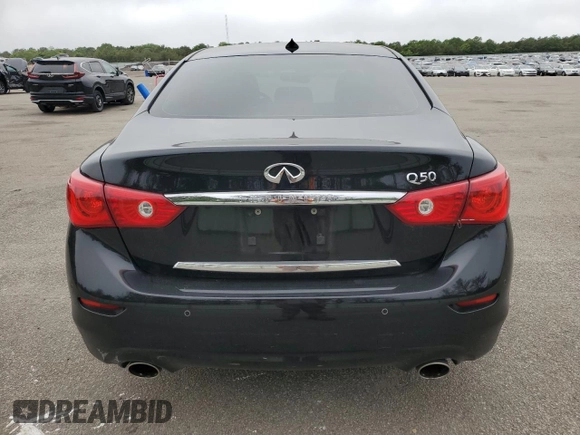 2014 Infiniti Q50 Premium with VIN JN1BV7AP8EM684524, listed as a Copart auction lot 59286115 with 105,107 mi miles and Salvage title. Bid and sale history available at DreamBid. Image 6.