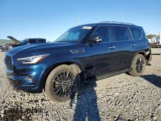 2021 Infiniti QX80 LUXE with VIN JN8AZ2AF0M9717187, listed as a Copart auction lot 87214074 with 52,519 mi miles and Salvage Title. Bid and sale history available at carsss.com. Image 1.