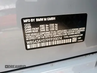 2023 BMW M3 Competition xDrive z VIN WBS43AY07PFP20074, wystawiony jako Copart lot #59305145 z przebiegiem 31 669 mil mil oraz Szkody całkowita. Historia ofert i sprzedaży dostępna na DreamBid. Obrazek 13.