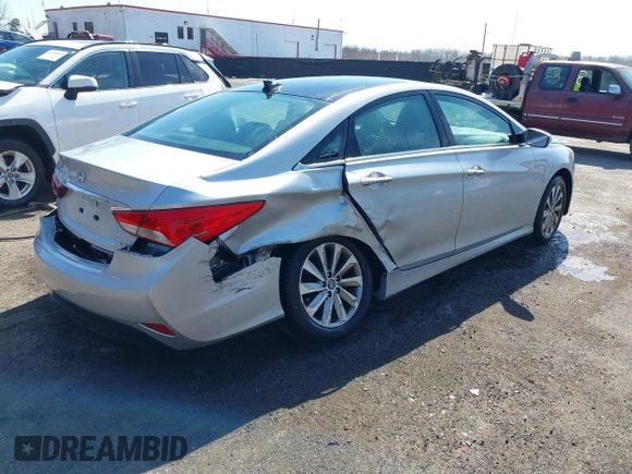 2014 Hyundai Sonata SE with VIN 5NPEC4AC2EH854480, listed as a IAAI auction lot 41784435 with 119,576 mi miles and . Bid and sale history available at DreamBid. Image 4.