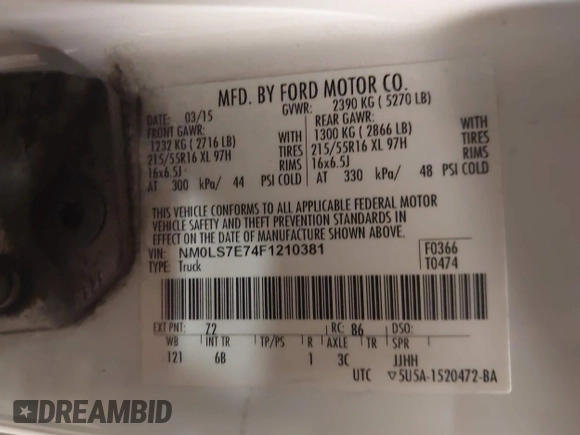 2015 Ford Transit Connect XL с VIN NM0LS7E74F1210381, выставлен на аукционе IAAI как лот 42316184 с пробегом 135 366 миль миль и . История ставок и продаж доступна на DreamBid. Изображение 9.