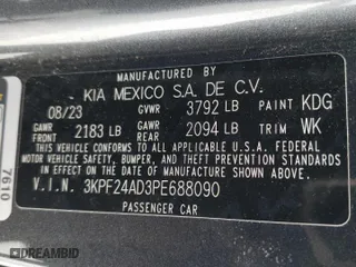 2023 Kia Forte LXS with VIN 3KPF24AD3PE688090, listed as a Copart auction lot 46327305 with 16,049 mi miles and Salvage Title. Bid and sale history available at carsss.com. Image 12.