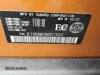 2022 Subaru WRX Limited with VIN JF1VBAN69N8023097, listed as a Copart auction lot 41806645 with 20,109 mi miles and Salvage Title. Bid and sale history available at carsss.com. Image 13.