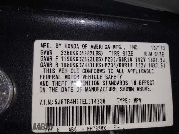 2014 Acura RDX Tech Pkg with VIN 5J8TB4H51EL014236, listed as a IAAI auction lot 42052677 with 136,164 mi miles. Bid and sale history available at carsss.com. Image 9.