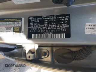 2013 Kia Optima EX with VIN 5XXGN4A76DG133515, listed as a IAAI auction lot 41757610 with 144,569 mi miles and . Bid and sale history available at carsss.com. Image 9.