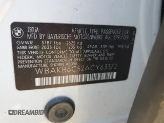 2010 BMW 7 Series 750Li with VIN WBAKB8C52ACY63372, listed as a Copart auction lot 49962145 with 142,480 mi miles and Clean title. Bid and sale history available at DreamBid. Image 12.