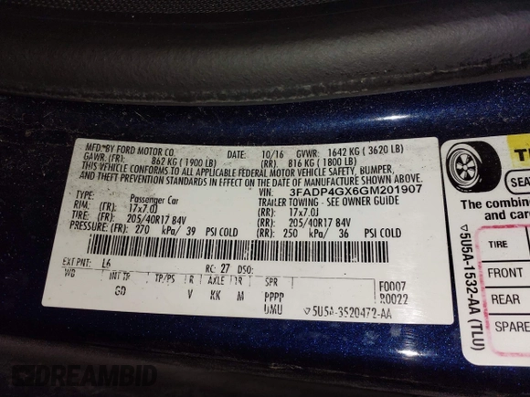2016 Ford Fiesta ST with VIN 3FADP4GX6GM201907, listed as a IAAI auction lot 41359247 with 58,632 mi miles. Bid and sale history available at carsss.com. Image 9.