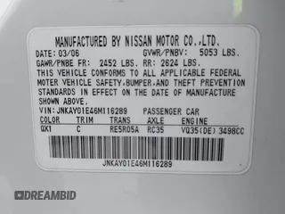 2006 Infiniti M with VIN JNKAY01E46M116289, listed as a IAAI auction lot 41984683 with 135,120 mi miles. Bid and sale history available at carsss.com. Image 9.