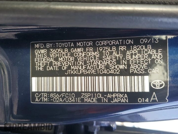 2014 Scion xD with VIN JTKKUPB49E1040402, listed as a Copart auction lot 64997275 with 242,266 mi miles and Clean title. Bid and sale history available at DreamBid. Image 12.