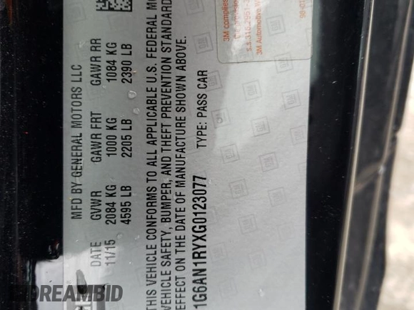 2016 Cadillac ATS-V z VIN 1G6AN1RYXG0123077, wystawiony jako Copart lot #55443294 z przebiegiem 80 162 mil mil oraz Szkody całkowita. Historia ofert i sprzedaży dostępna na DreamBid. Obrazek 12.