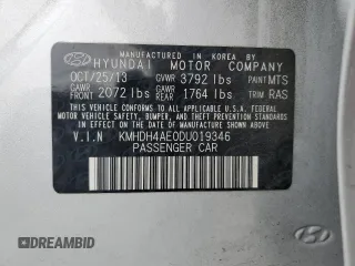 2013 Hyundai Elantra GLS z VIN KMHDH4AE0DU019346, wystawiony jako Copart lot #50828415 z przebiegiem 121 897 mil mil oraz Szkoda całkowita • Salvage title. Historia ofert i sprzedaży dostępna na DreamBid. Obrazek 13.
