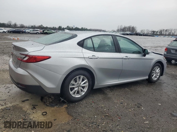 2025 Toyota Camry LE with VIN 4T1DAACK1SU105476, listed as a Copart auction lot 50308245 with 3,356 mi miles and Salvage Title. Bid and sale history available at carsss.com. Image 3.