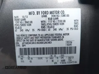 2013 Ford Edge Limited with VIN 2FMDK3KC5DBE26383, listed as a IAAI auction lot 42530737 with 184,957 mi miles and . Bid and sale history available at DreamBid. Image 9.