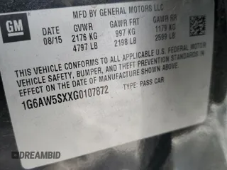 2016 Cadillac CTS AWD with VIN 1G6AW5SXXG0107872, listed as a Copart auction lot 87631955 with 51,624 mi miles and Salvage title. Bid and sale history available at DreamBid. Image 13.