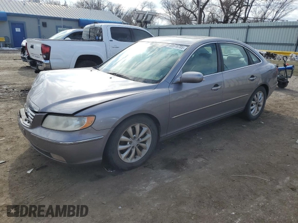 2007 Hyundai Azera SE with VIN KMHFC46F47A166915, listed as a Copart auction lot 88978785 with 0 mi miles and Salvage Title. Bid and sale history available at carsss.com. Image 1.