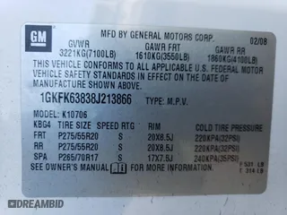 2008 GMC Yukon Denali with VIN 1GKFK63838J213866, listed as a Copart auction lot 49329765 with 143,550 mi miles and Salvage Title. Bid and sale history available at carsss.com. Image 15.