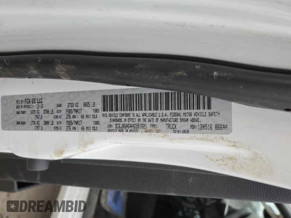 2017 Ram 1500 Tradesman z VIN 3C6JR6AG4HG591621, wystawiony jako Copart lot #43058735 z przebiegiem 48 708 mil mil oraz Szkoda całkowita • Salvage title. Historia ofert i sprzedaży dostępna na DreamBid. Obrazek 13.