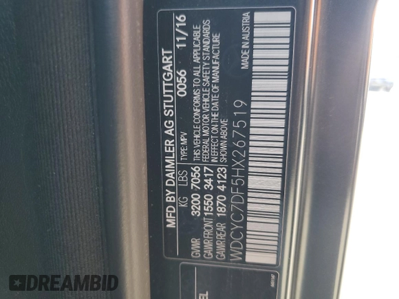 2017 Mercedes-Benz G 63 AMG с VIN WDCYC7DF5HX267519, выставлен на аукционе Copart как лот 44546675 с пробегом 100 638 миль миль и Списание • Salvage title. История ставок и продаж доступна на DreamBid. Изображение 15.