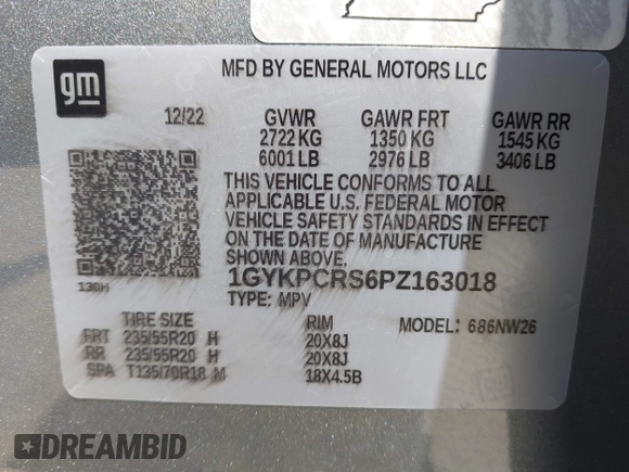 2023 Cadillac XT6 FWD Premium Luxury with VIN 1GYKPCRS6PZ163018, listed as a IAAI auction lot 42437403 with 21,366 mi miles and . Bid and sale history available at DreamBid. Image 9.