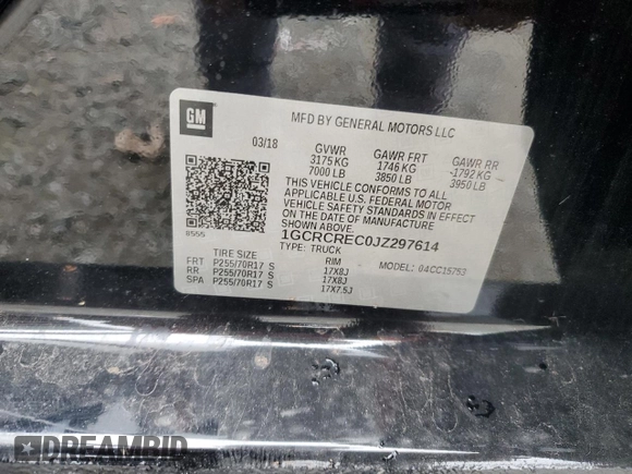2018 Chevrolet Silverado 1500 LT with VIN 1GCRCREC0JZ297614, listed as a Copart auction lot 42786865 with 138,303 mi miles and Clean Title. Bid and sale history available at DreamBid. Image 12.