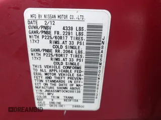 2012 Nissan Rogue SL with VIN JN8AS5MT0CW288138, listed as a IAAI auction lot 41212028 with 187,793 mi miles and . Bid and sale history available at DreamBid. Image 9.