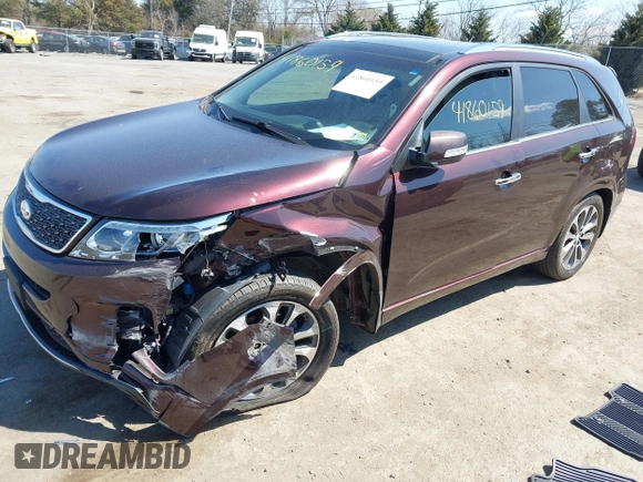 2014 Kia Sorento SX with VIN 5XYKW4A73EG458059, listed as a IAAI auction lot 41860159 with 140,644 mi miles. Bid and sale history available at carsss.com. Image 2.