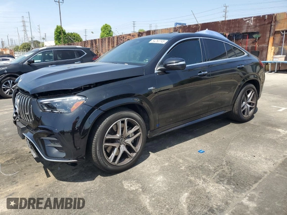 2024 Mercedes-Benz GLE 53 AMG with VIN 4JGFD6BB7RA981902, listed as a Copart auction lot 54250745 with 50,621 mi miles and Salvage title. Bid and sale history available at DreamBid. Image 1.