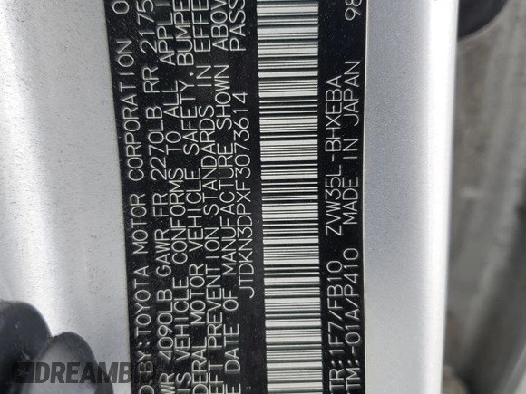 2015 Toyota Prius Advanced z VIN JTDKN3DPXF3073614, wystawiony jako Copart lot #51087115 z przebiegiem 128 135 mil mil oraz Szkoda całkowita • Salvage title. Historia ofert i sprzedaży dostępna na DreamBid. Obrazek 13.