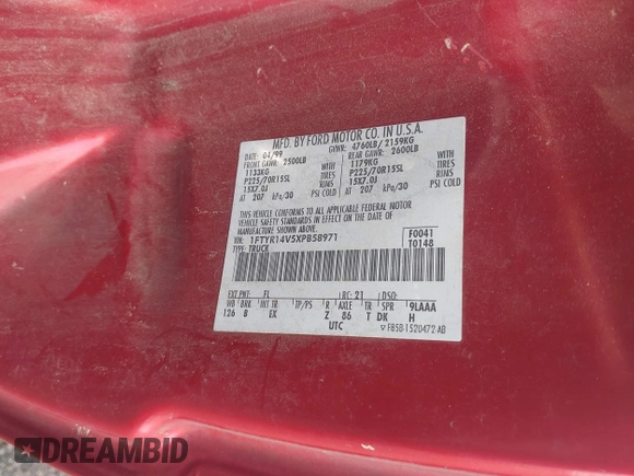 1999 Ford Ranger XL z VIN 1FTYR14V5XPB58971, wystawiony jako IAAI lot #42069612 z przebiegiem 264 037 mil mil oraz . Historia ofert i sprzedaży dostępna na DreamBid. Obrazek 9.