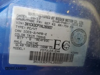 2017 Nissan Micra S z VIN 3N1CK3CP7HL265937, wystawiony jako Copart lot #75755424 z przebiegiem 150 924 mil mil oraz Szkody całkowita. Historia ofert i sprzedaży dostępna na DreamBid. Obrazek 12.