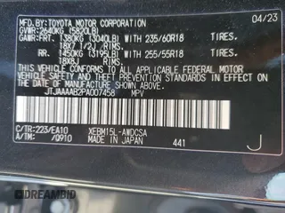 2023 Lexus RZ 450e Premium z VIN JTJAAAAB2PA007458, wystawiony jako Copart lot #72479994 z przebiegiem 6041 mil mil oraz Szkody całkowita. Historia ofert i sprzedaży dostępna na DreamBid. Obrazek 13.