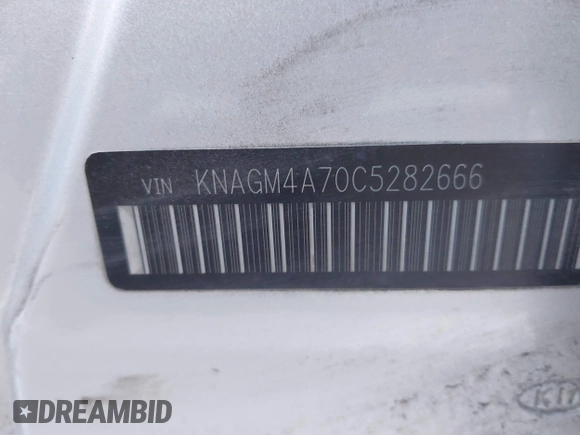 2012 Kia Optima LX with VIN KNAGM4A70C5282666, listed as a IAAI auction lot 41756098 with Not Provided miles and . Bid and sale history available at carsss.com. Image 9.